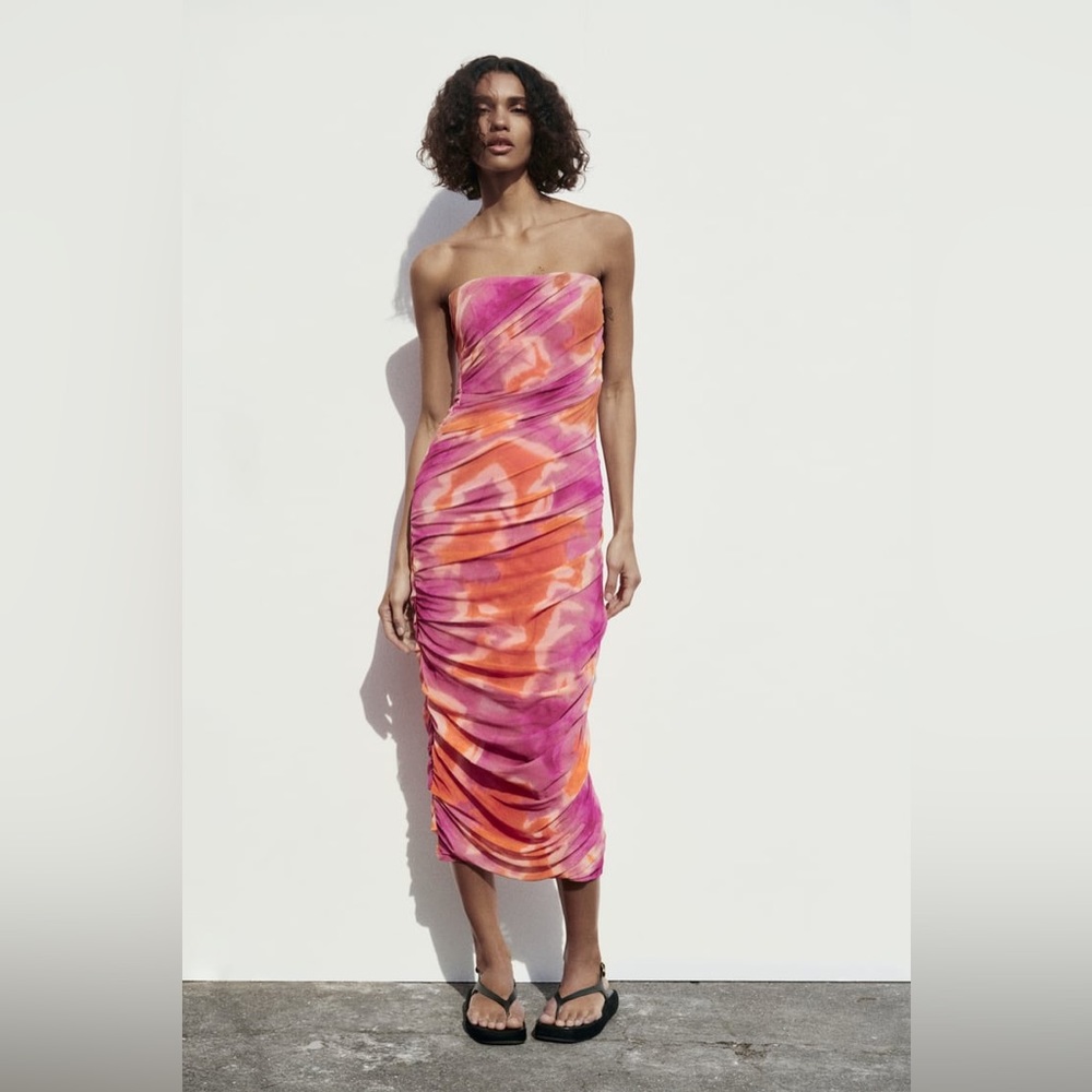 Zara printed tulle dress